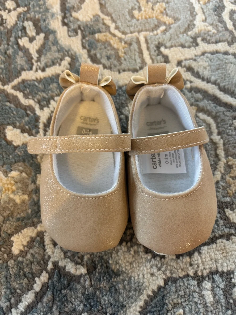 Carter's Baby Girl Tan Glitter Bow Mary Janes